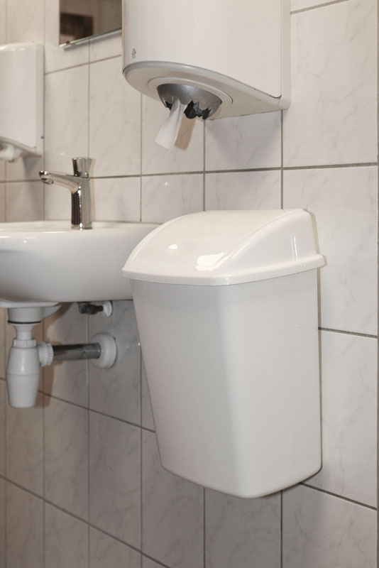 Afvalbak met swingdeksel 15 liter wit, per 24 stuks