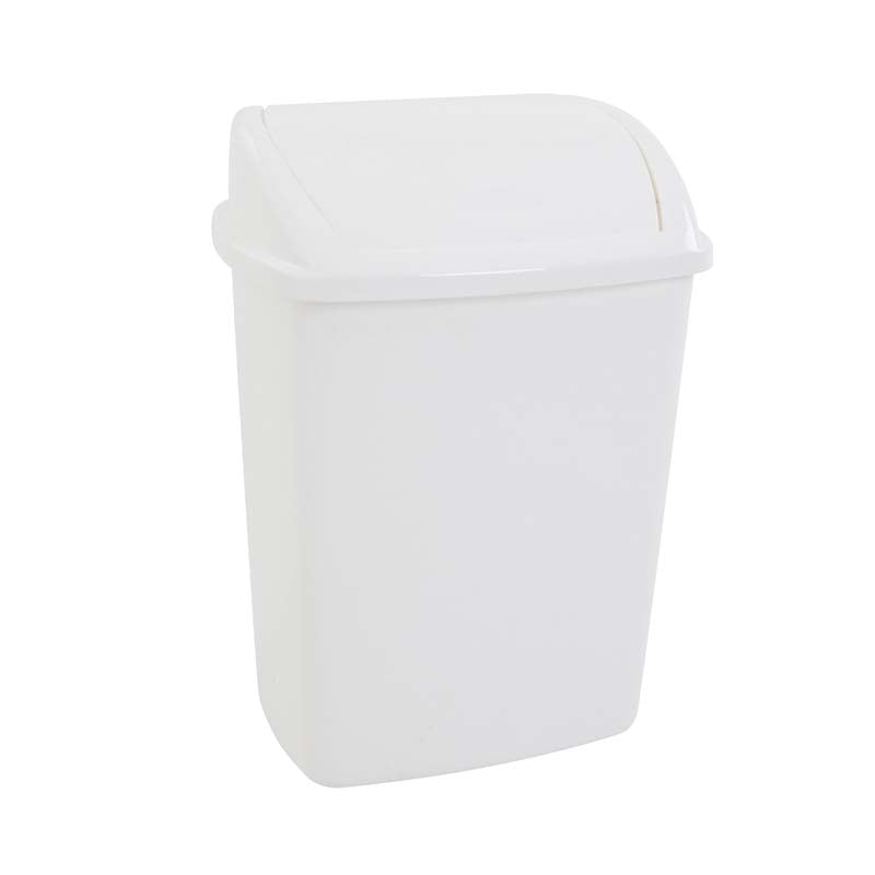 Afvalbak met swingdeksel 26 liter wit, per 16 stuks