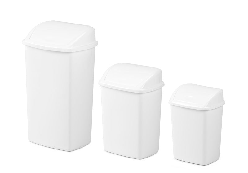 Afvalbak met swingdeksel 26 liter wit, per 16 stuks