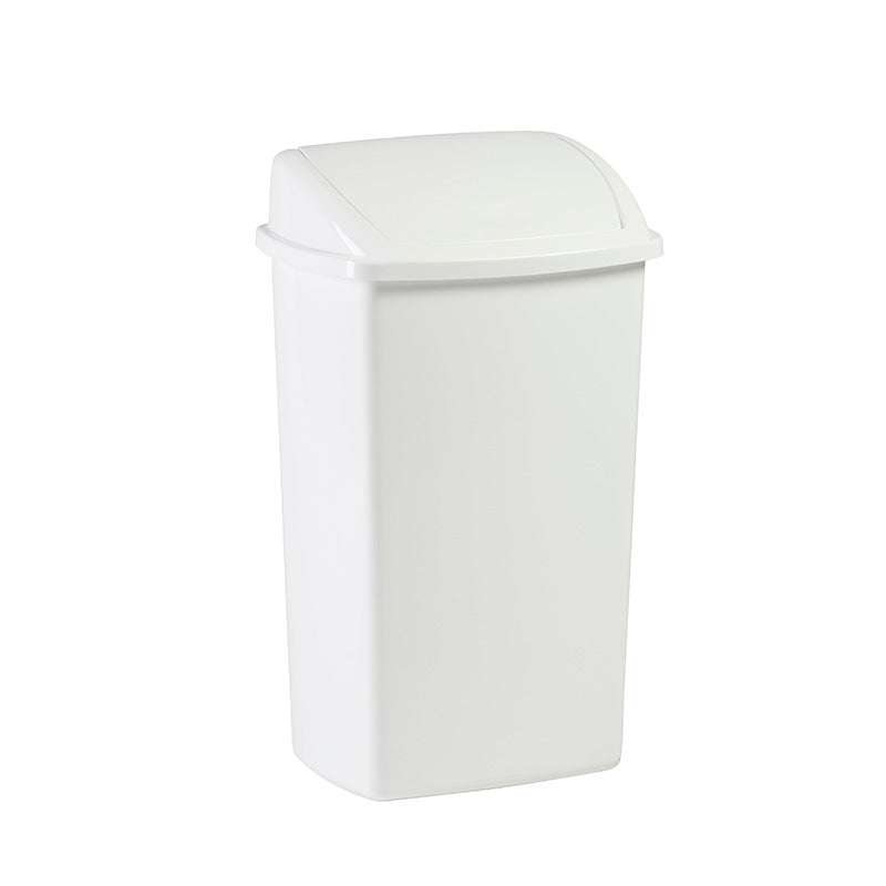 Afvalbak met swingdeksel 50 liter wit, per 12 stuks