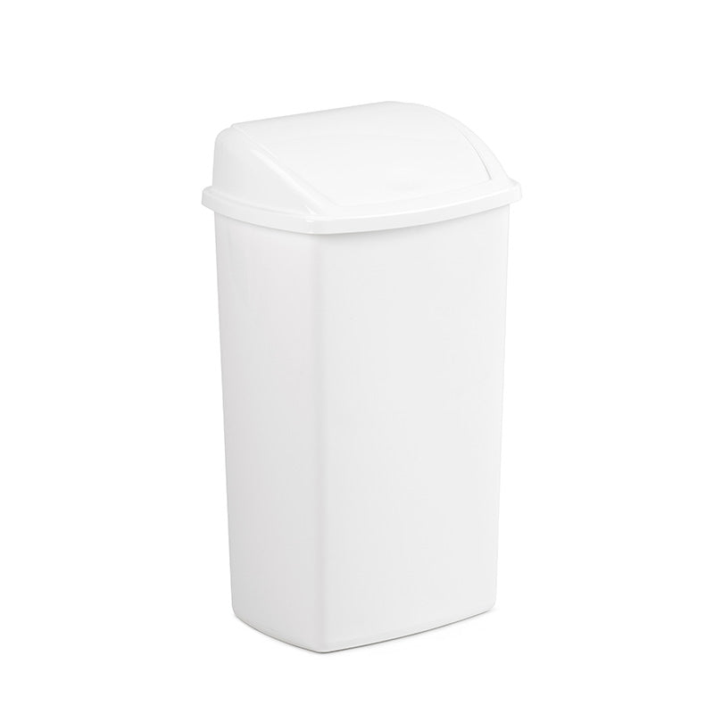 Afvalbak met swingdeksel 50 liter wit, per 12 stuks