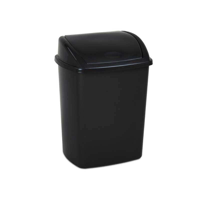 Afvalbak met swingdeksel 15 liter zwart, per 24 stuks