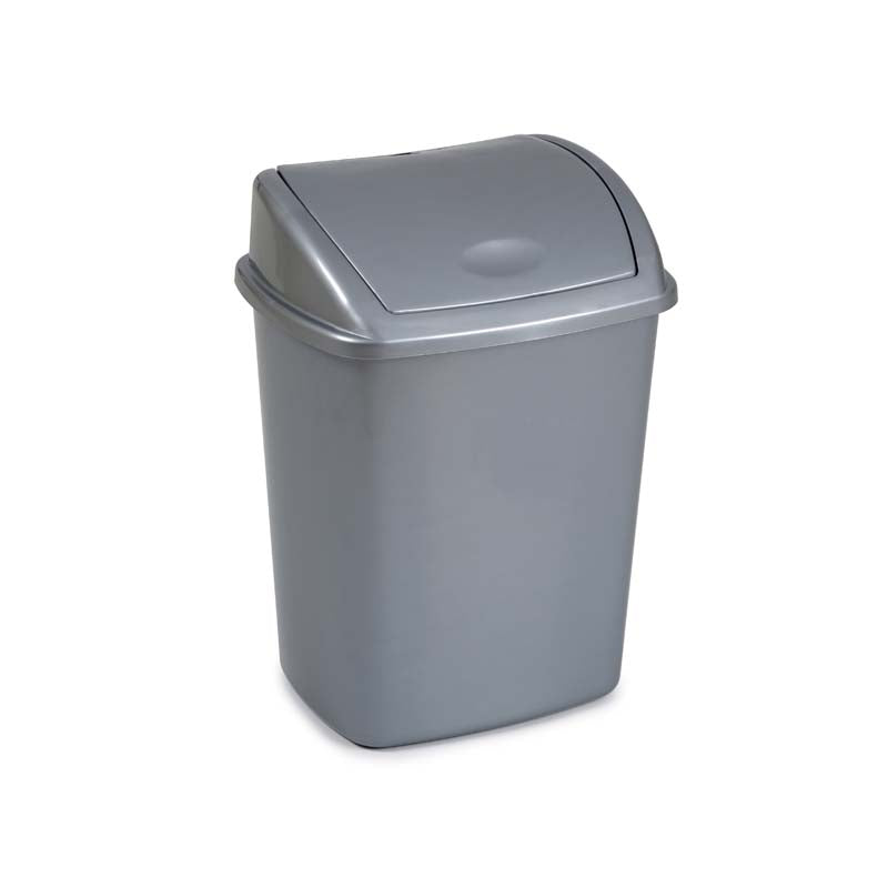 Afvalbak met swingdeksel 15 liter grijs, per 24 stuks
