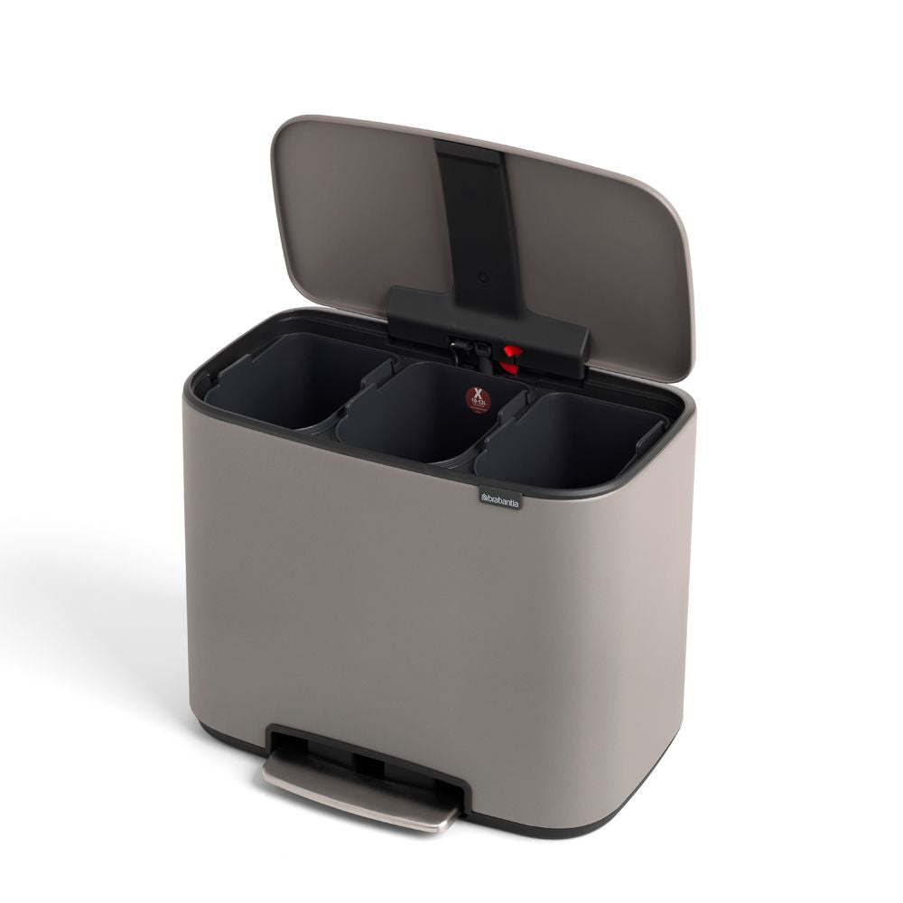 Brabantia Bo pedaalemmer 3x11 liter Mineral Concrete Grey