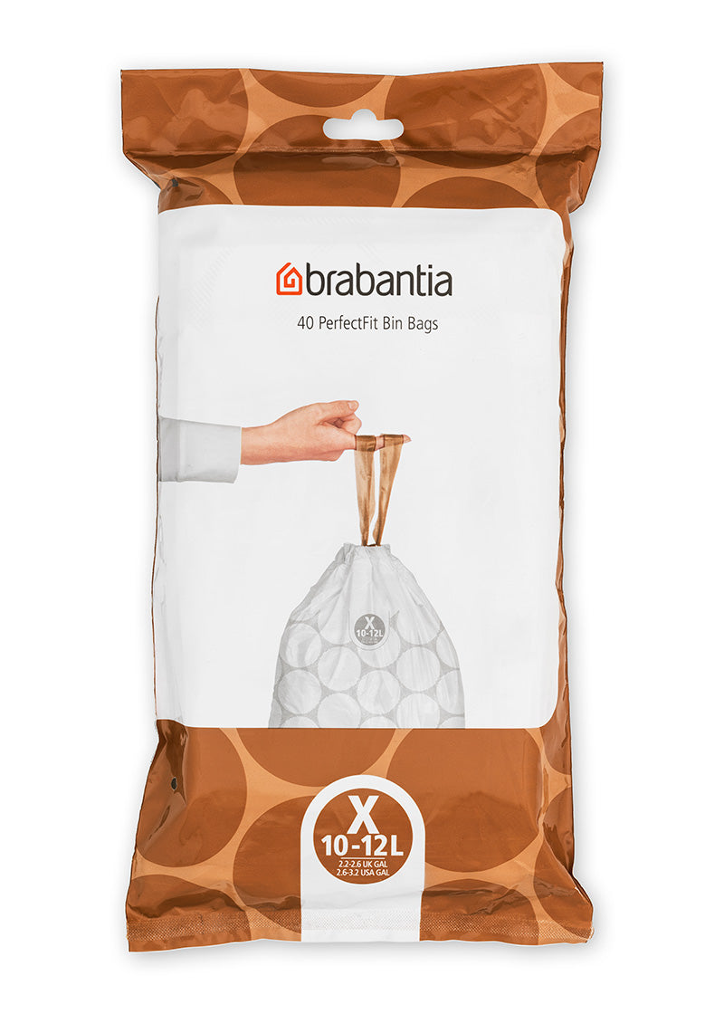 Brabantia PerfectFit afvalzak met trekbandsluiting 10-12 liter code X, 40 stuks, 1 x 40 stuks