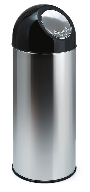V-Part afvalbak met pushdeksel 55 liter RVS/zwart