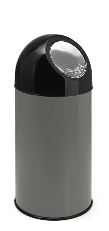 V-Part afvalbak met pushdeksel 40 liter metallic/zwart