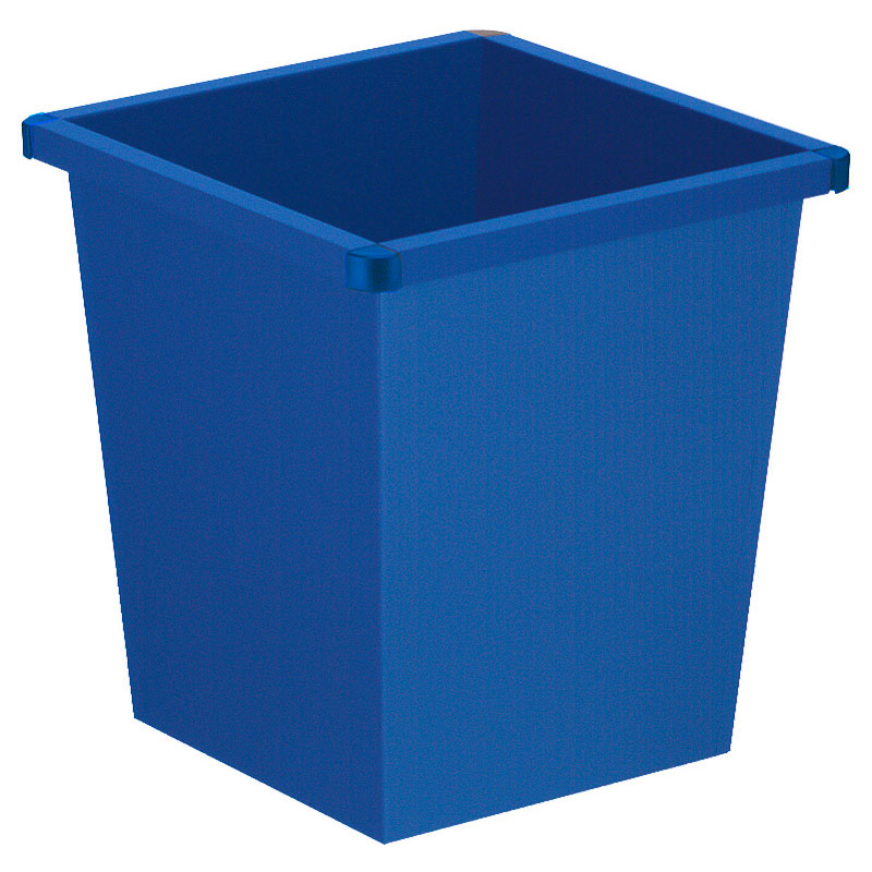 Vierkant tapse papierbak 27 liter blauw