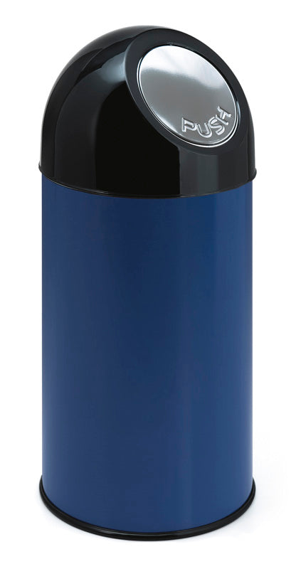 V-Part afvalbak met pushdeksel 40 liter blauw/zwart