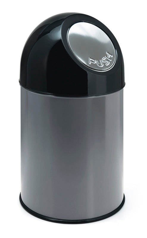 V-Part afvalbak met pushdeksel 30 liter metallic/zwart