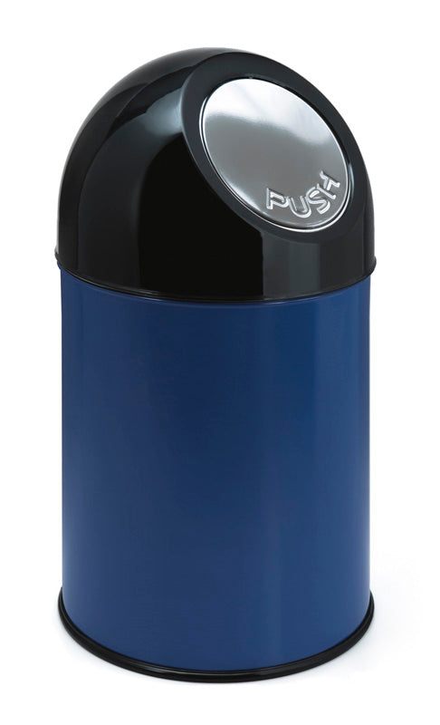 V-Part afvalbak met pushdeksel 30 liter blauw/zwart