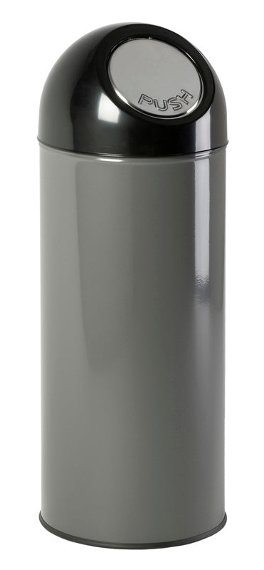 V-Part afvalbak met pushdeksel 55 liter metallic/zwart