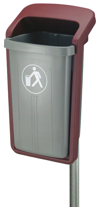 Kunststof buitenafvalbak 50 liter grijs/bordeaux