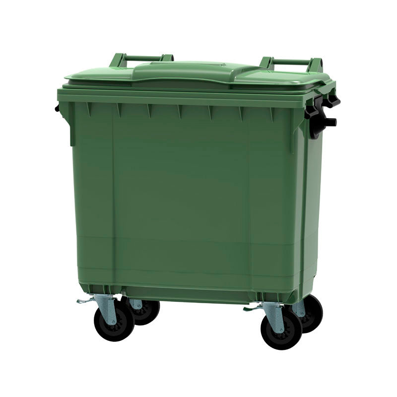 Container 770 liter vlak deksel groen