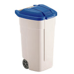 Mobiele container 110 liter beige/blauw