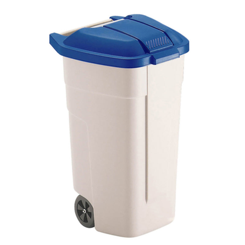 Mobiele container 110 liter beige/blauw