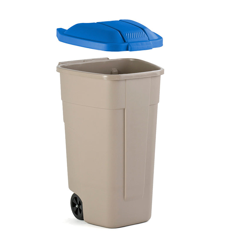 Mobiele container 110 liter beige/blauw