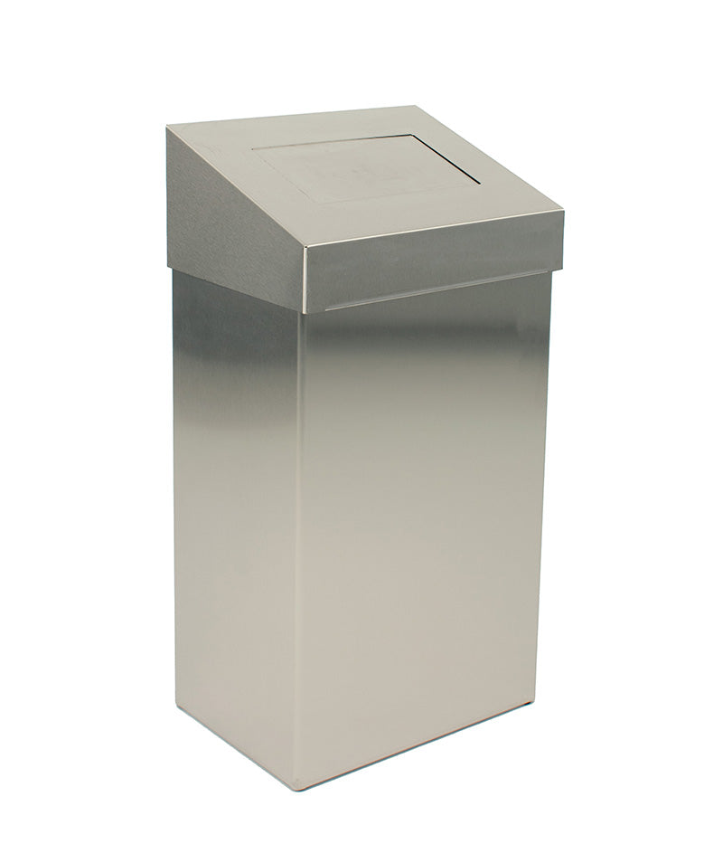 DutchDesign sanitaire afvalbak met pushklep 50 liter mat RVS