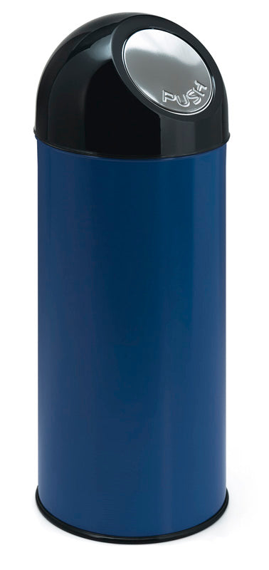 V-Part afvalbak met pushdeksel en binnenemmer 55 liter blauw/zwart