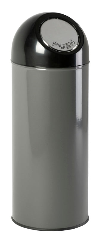V-Part afvalbak met pushdeksel en binnenemmer 55 liter metallic/zwart
