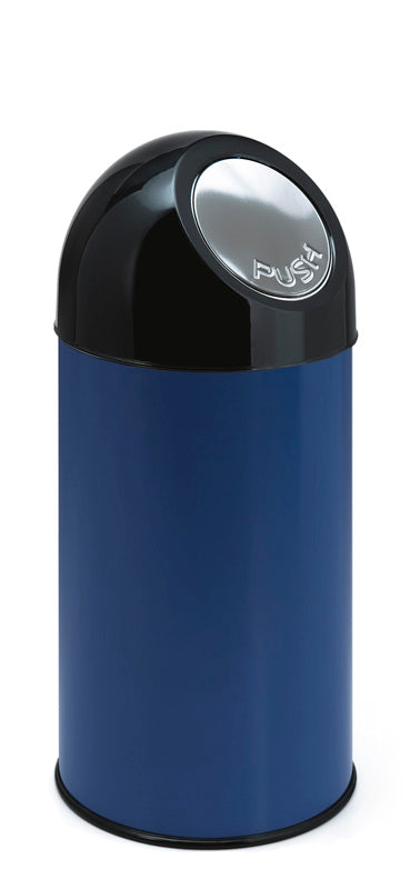 V-Part afvalbak met pushdeksel en binnenemmer 40 liter blauw/zwart
