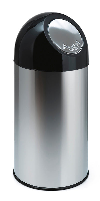 V-Part afvalbak met pushdeksel en binnenemmer 40 liter RVS/zwart