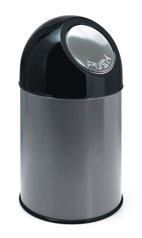 V-Part afvalbak met pushdeksel en binnenemmer 30 liter metallic/zwart