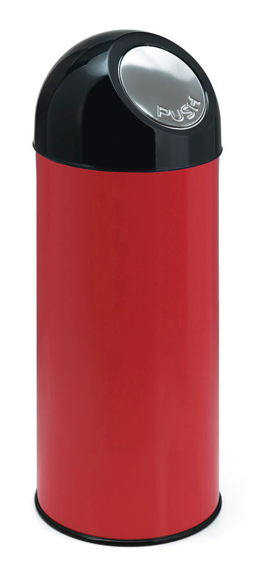 Afvalbak met pushdeksel en binnenemmer 55 liter rood/zwart