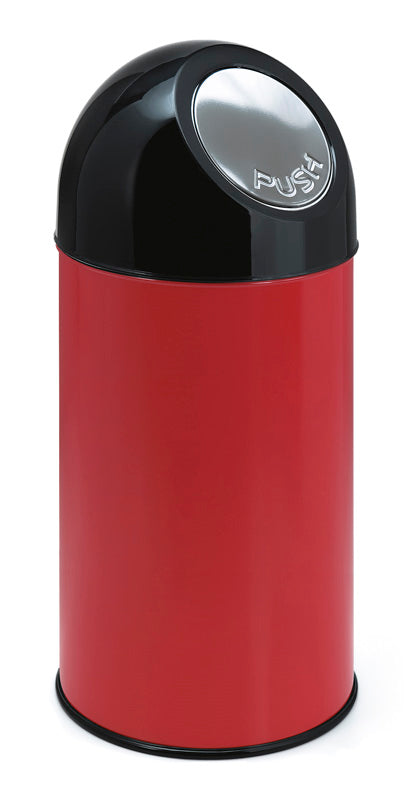 V-Part afvalbak met pushdeksel en binnenemmer 40 liter rood/zwart