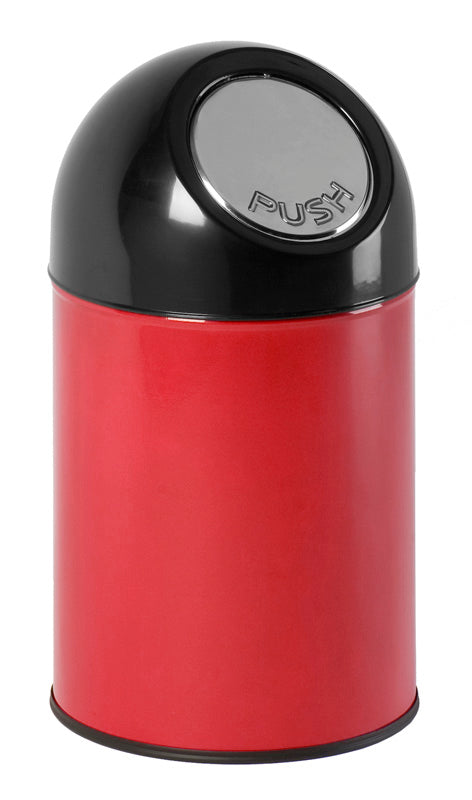 V-Part afvalbak met pushdeksel en binnenemmer 30 liter rood/zwart