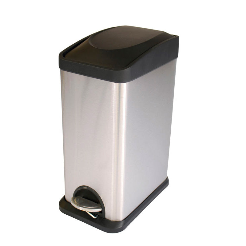 V-Part rechthoekige pedaalemmer 15 liter mat RVS