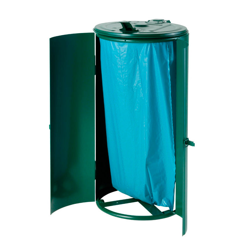 Afvalzakhouder met metalen ombouw en 2 deuren 120 liter groen