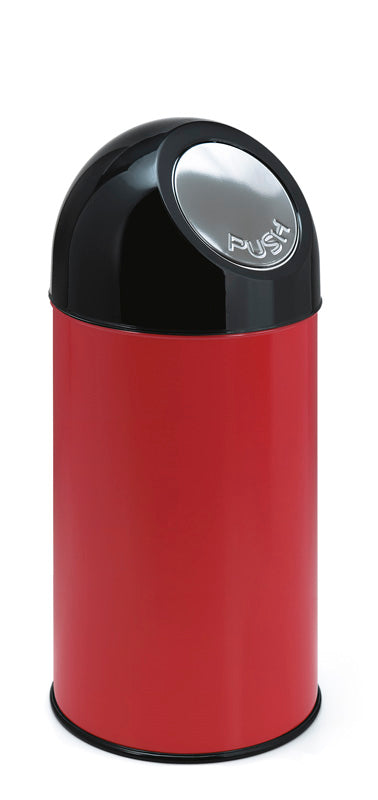V-Part afvalbak met pushdeksel 40 liter rood/zwart