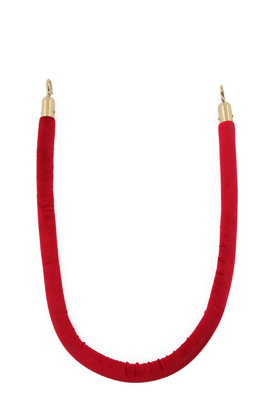 Koord van velours rood met messing sluithaken