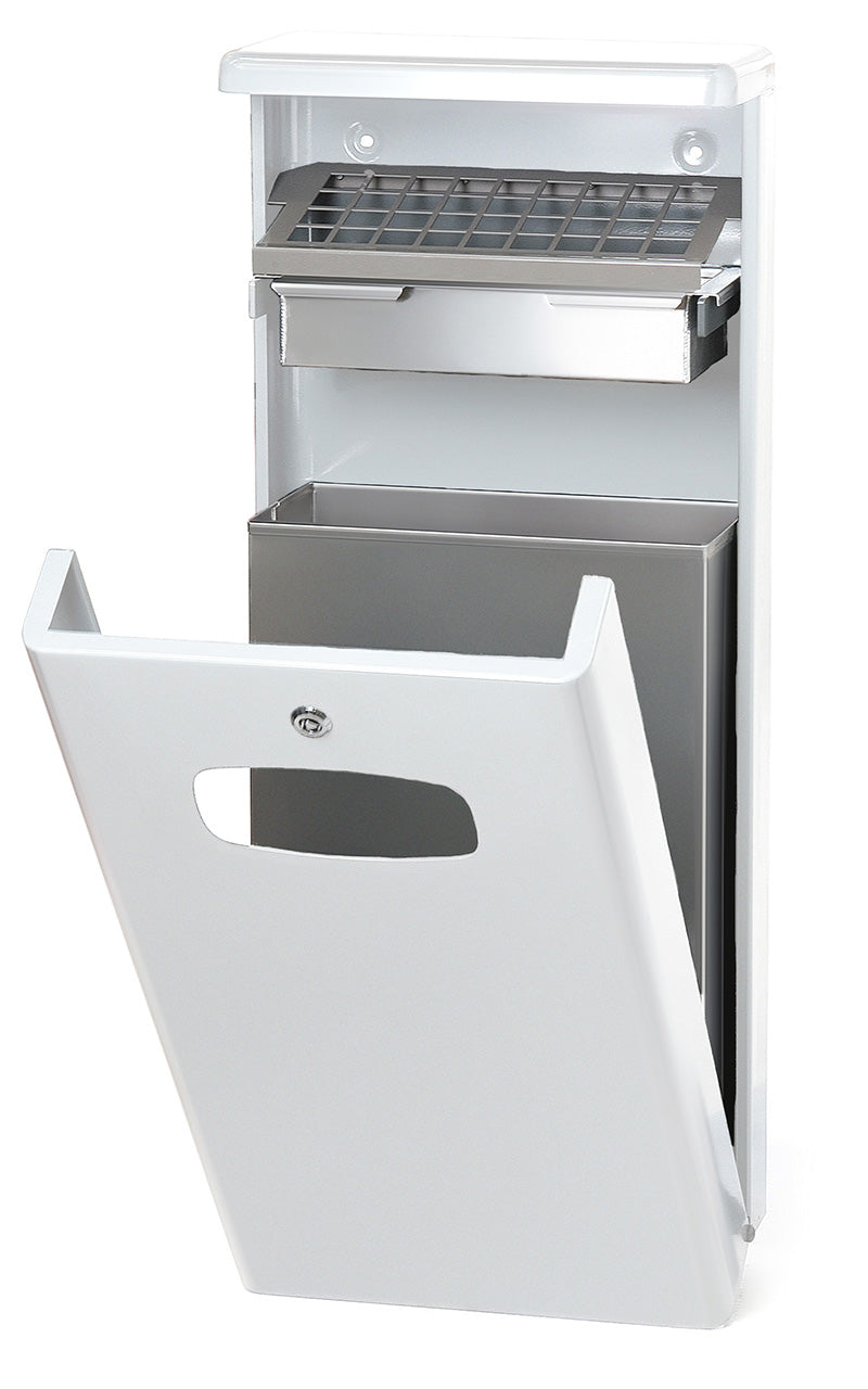 DutchDesign buitenafvalbak met afdak 32 liter wit