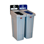 Rubbermaid Slim Jim Recyclingstation 2-stroom NL gesloten/papier 174 liter grijs/zwart/blauw