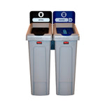 Rubbermaid Slim Jim Recyclingstation 2-stroom NL gesloten/papier 174 liter grijs/zwart/blauw
