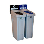 Rubbermaid Slim Jim Recyclingstation 2-stroom DU gesloten/papier 174 liter grijs/zwart/blauw