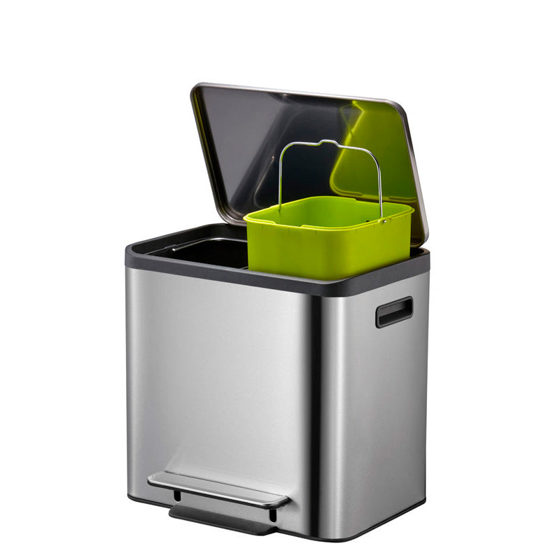EKO EcoCasa Recycler pedaalemmer 12+12 liter mat RVS