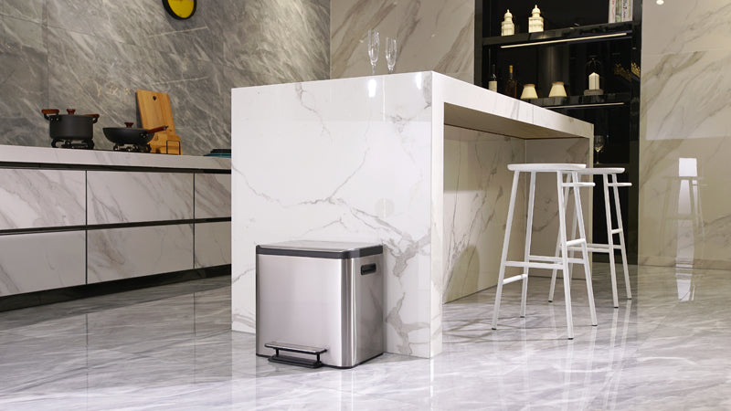 EKO EcoCasa Recycler pedaalemmer 12+12 liter mat RVS