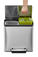 EKO EcoCasa Recycler pedaalemmer 12+12 liter mat RVS