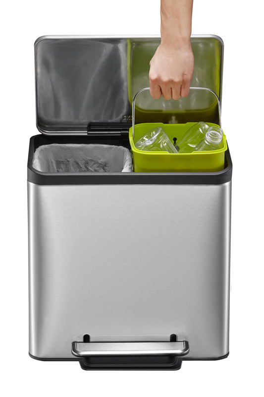 EKO EcoCasa Recycler pedaalemmer 12+12 liter mat RVS