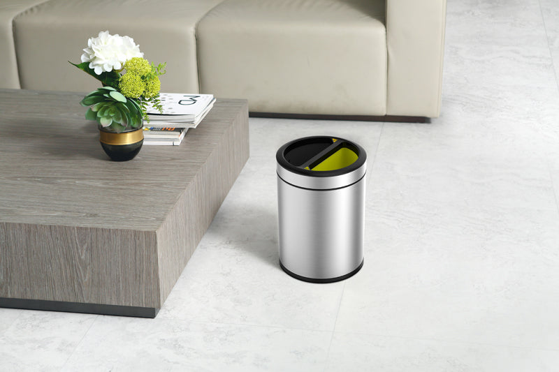 EKO Round Open Top Bin 5+5 liter mat RVS