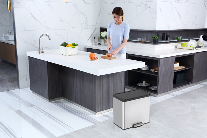 EKO Essential 2 Recycler pedaalemmer 9+9+9 liter mat RVS