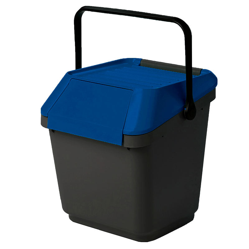 EasyMax afvalbak 35 liter grijs met blauw deksel