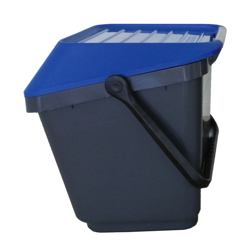 EasyMax afvalbak 35 liter grijs met blauw deksel