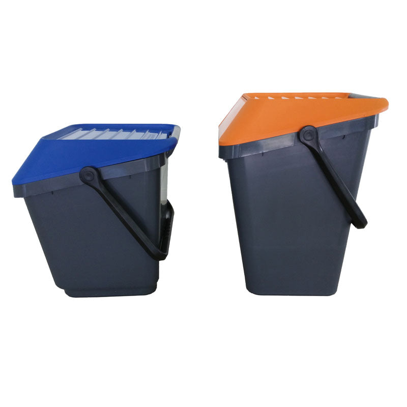 EasyMax afvalbak 35 liter grijs met blauw deksel