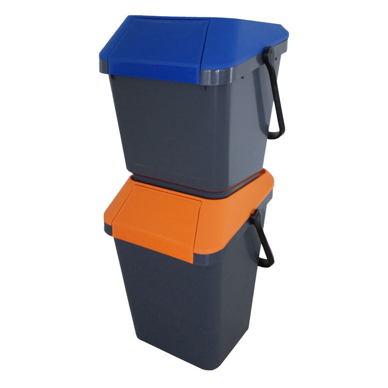 EasyMax afvalbak 35 liter grijs met blauw deksel