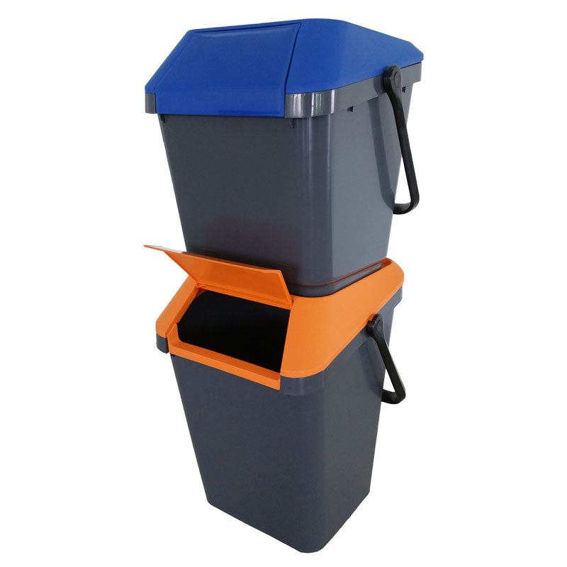 EasyMax afvalbak 35 liter grijs met blauw deksel