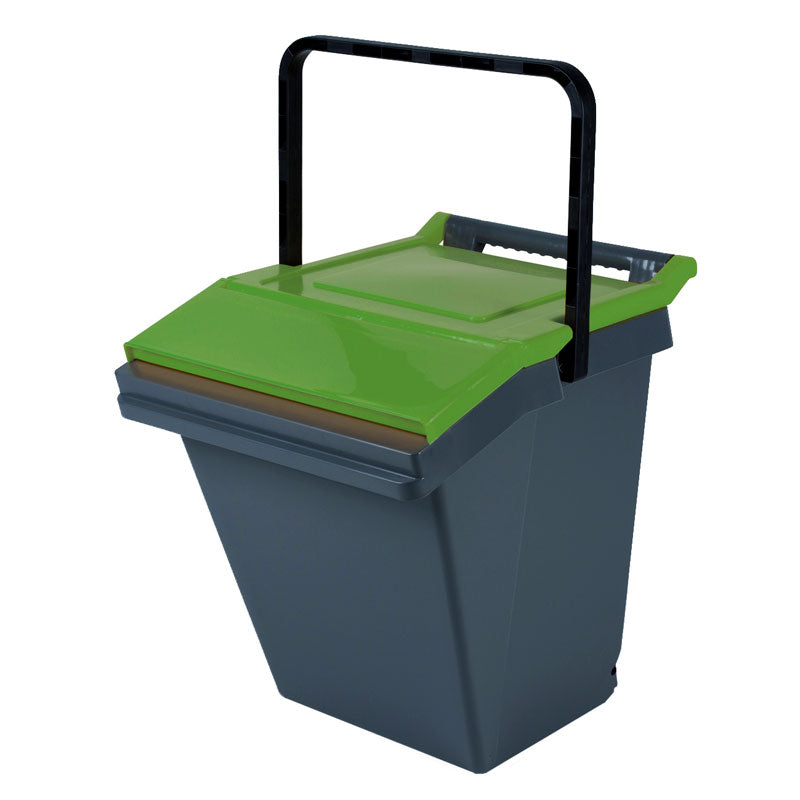 Easytech afvalbak 40 liter grijs met groen deksel